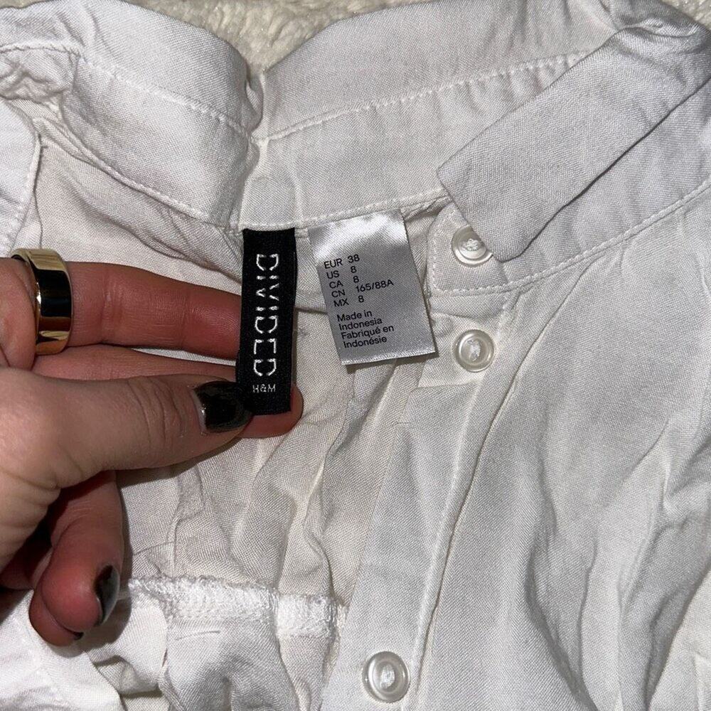 Divided Button Front White Collared Tank Top | Sz… - image 3